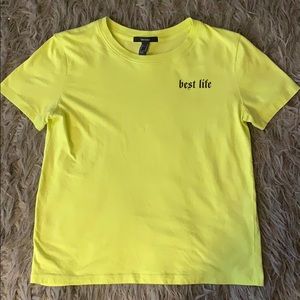 A neon green short sleeve shirt
